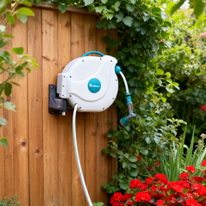 Enrouleur de tuyau d'arrosage rétractable automatique avec verrouillage gratuit, prix d'usine, 25 m - Product Image 1