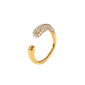 แหวนสไตล์ยุโรปอเมริกันเรียบหรู แหวนเปิดประดับเพชร 18K ทองสแตนเลส สำหรับผู้หญิง สวมใส่ได้ทุกวัน - Product Image 5