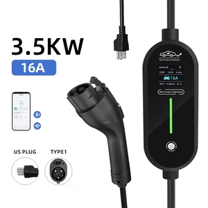3.5KW 16A Portable EV <b>Charger</b> Type 1 J1772 US <b>Plug</b> LCD Display APP Control Black - Product Image 1
