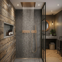 Douche thermostatique quatre fonctions haut de gamme en laiton brossé, design moderne pour hôtels – Meilleure vente