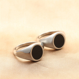 Men's Stainless Steel Round <b>Ring</b> Glossy <b>Silver</b> Matte <b>Silver</b> Retro Punk Style Geometric Design Gift Jewelry 280685 - Product Image 1
