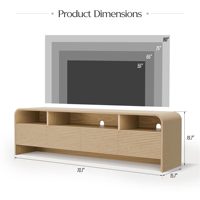Meuble TV extra large pour téléviseurs jusqu'à 70 pouces, meuble TV avec bords incurvés, étagère ouverte et étagères réglables, console multimédia pour salon