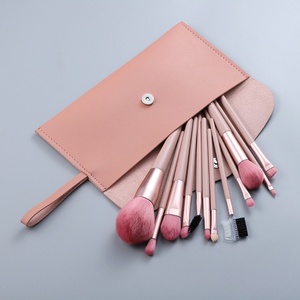 Juego Completo de <span class=keywords><strong>Brochas</strong></span> de Maquillaje - 12 Piezas para Base, Rubor, Cejas - Viene con Estuche de PU Rosa - Product Image 1