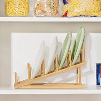 Égouttoir à vaisselle en bambou, support à assiettes en bois, ustensiles de cuisine, support pour couvercles de casseroles, organisateur d'armoire 	   Accessoires de cuisine