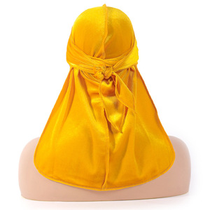 Logotipo personalizado diseñador Durags Para Homens hombre cola larga bolsillo cuadrados terciopelo Durags para hombres - Product Image 3