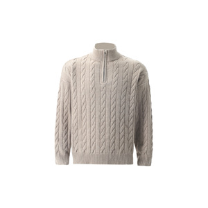 Suéter Masculino de Outono e Inverno com Zíper, Estilo Retrô Americano, em Tricô Trançado, para Casais, em Mistura de Poliéster/Algodão - Product Image 5