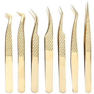 High-precision false eyelash tweezers, non-slip professional eyelash extension tools, gold feather <b>clips</b>, card holder, eyelash - Product Image 3