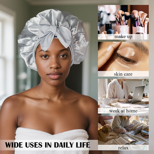 Bonnet <span class=keywords><strong>de</strong></span> nuit en satin élastique pour cheveux bouclés, protection large bande, bonnet <span class=keywords><strong>de</strong></span> douche pour femme - Product Image 5