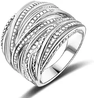 Intertwined Crossoverแฟชั่นChunkyวงแหวนผู้หญิงผู้ชายชุบกว้างIndexแหวนนิ้วมือ