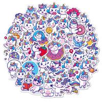 50 autocollants de cheval arc-en-ciel, autocollants de dessins animés mignons, pack d'autocollants imperméables en vinyle, autocollants de licorne pour ordinateur et bagages