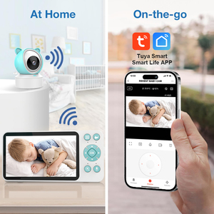 Tuya monitor de vídeo sem fio para bebês, lcd, 5 ", alta resolução, babá, cry, detecção, alarme, <span class=keywords><strong>detector</strong></span> de temperatura, câmera de vigilância