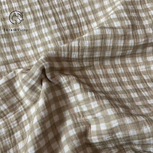 Tissu en mousseline double couche 100 % <span class=keywords><strong>coton</strong></span>, doux et écologique, à faible MOQ, imprimé sur mesure pour vêtements <span class=keywords><strong>de</strong></span> bébé et textiles <span class=keywords><strong>de</strong></span> maison - Product Image 1
