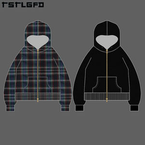 Manufacturers Custom Double-Layer Reversible Zip-Up Stand Collar Cropped Boxy Double-<b>Flannel</b> Two-Sided Zipper <b>Men</b> <b>Jacket</b> - Product Image 4