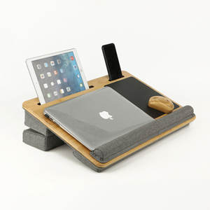 โต๊ะวางโน้ตบุ๊กแบบพับได้ Samexi Bamboo Lap Desk สีเทาเข้ม ปรับระดับได้ พกพาสะดวก พร้อมระบบระบายความร้อน สำหรับใช้บนเตียง รถยนต์ และที่บ้าน - Product Image 2