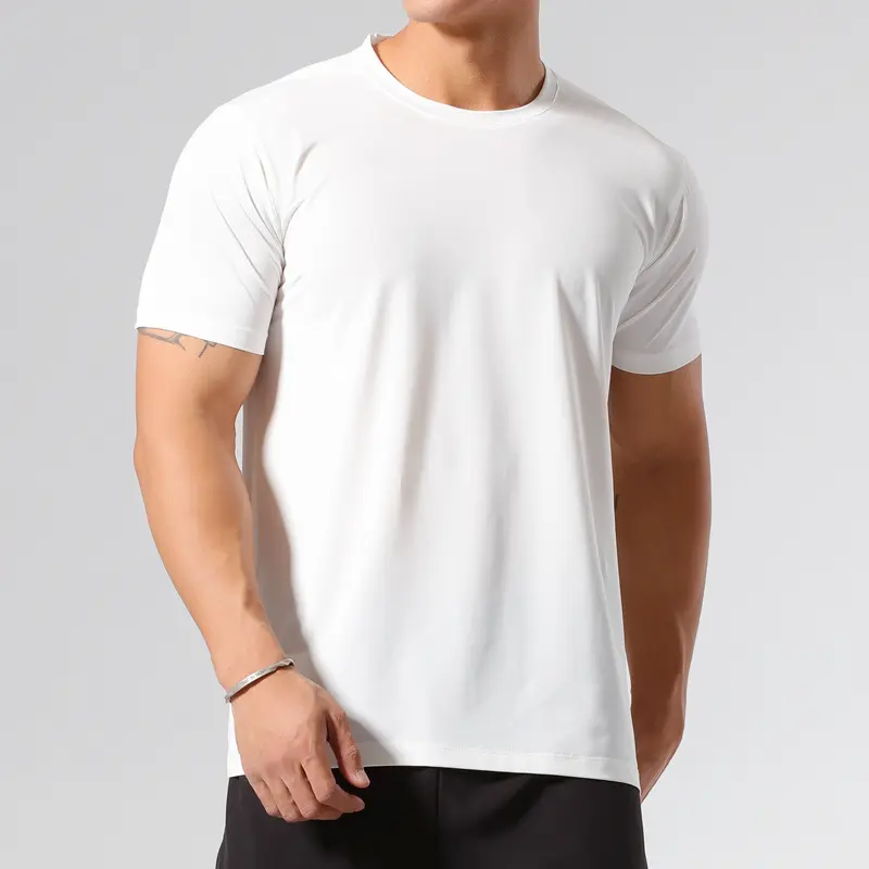 Toptan erkek boş spor salonu spor T shirt yüksek kalite özel 90% polyester % 10% spandex hızlı kuru artı boyutu erkek T shirt