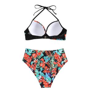 Stampa tropicale femminile Push Up Bikini costume da bagno tinta unita canotta da <span class=keywords><strong>spiaggia</strong></span> senza schienale semplice traspirante per il mare - Product Image 6