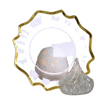 Assiette de présentation blanche simple, décorative, pour dîner, hôtel, banquet, mariage, dorée