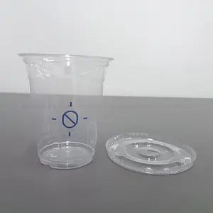 Simple black printing crash resistance PP PET PLA coffee juice beverage delivery plastic cup with lid