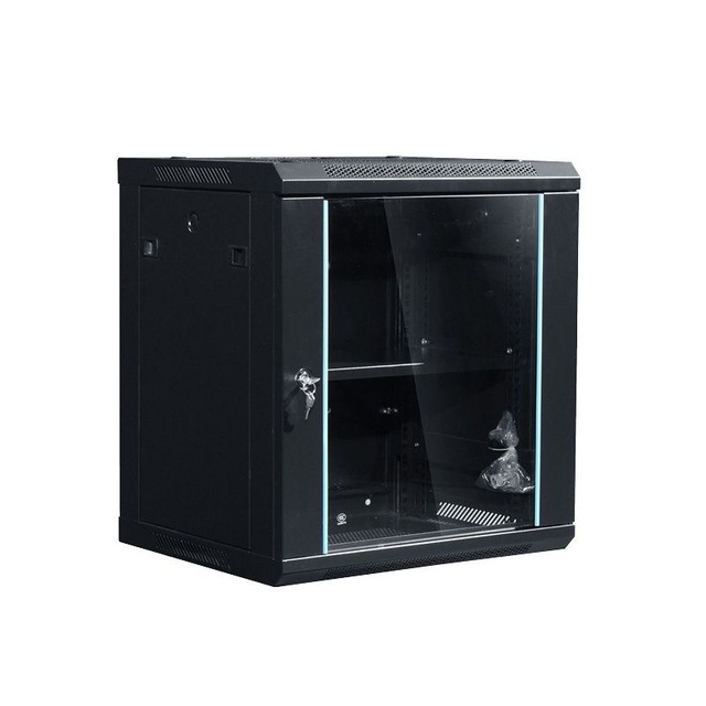 12U Wall-mounted Soundproof Open Server Rack SPCC Steel Powder Coated 19-inch Data Center Network Cabinet in Stock