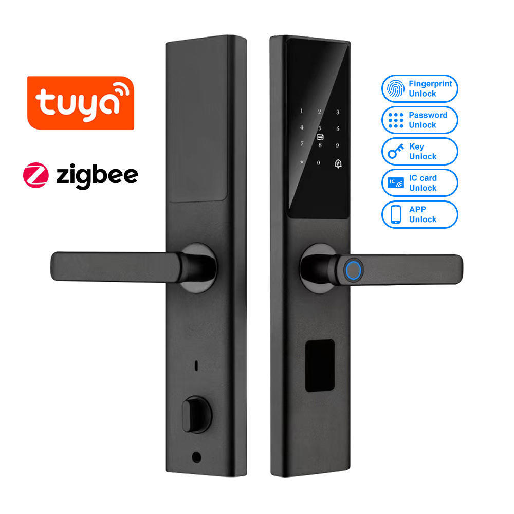 Aiendi Factory Price Home Security Digital WiFi Tuya App Smart Door Lock Aluminum Fingerprint Inside Handle Tuya Smart Lock · image 3