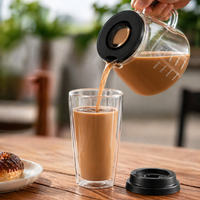Mug de voyage en verre à double paroi isolé de 16 oz avec couvercle, gobelet à café en verre borosilicate de haute qualité, tasse en verre transparent résistant à la chaleur pour le café