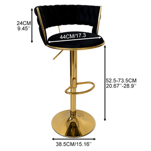 Chaises TUQ à forte demande Tabourets de <span class=keywords><strong>bar</strong></span> en velours noir avec dossier capitonné et fonction de levage pour <span class=keywords><strong>bar</strong></span> à domicile et cave - Product Image 3