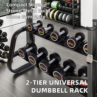 Équipement de musculation HV, support de rangement universel à 2 niveaux, métal durable, grande capacité, support pour haltères, option de logo personnalisé pour