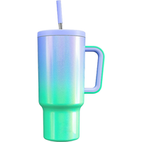 Gobelet isotherme double paroi 40 oz en acier inoxydable avec poignée et paille, revêtement poudré, pour café, vente en gros directe usine