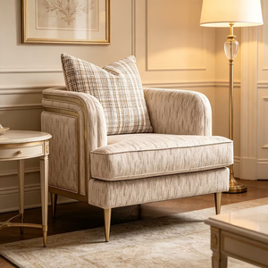Poltrona Moderna in Stile Classico Italiano, Sedia in Legno Massello per <span class=keywords><strong>Soggiorno</strong></span>, Poltrona da Chiesa con Braccioli - Product Image 6