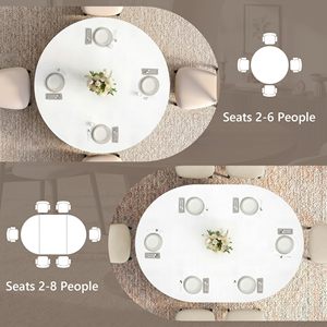 Table à manger extensible ronde moderne SENYU, plateau en plastique blanc, 6 places, design minimaliste, meubles pour la maison - Product Image 4
