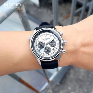 Reloj de Cuarzo MEGIR 2236 para Hombre, Marca de Moda, Silicona, Deportivo, Resistente al Agua, Calendario, Cronógrafo, Reloj de Pulsera para Hombre - Product Image 4