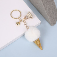 Vente en gros Nouveau porte-clés cône de crème glacée en peluche couleur bonbon