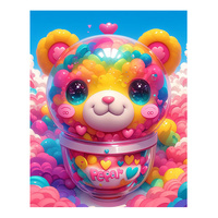 Ever Moment Kit de Peinture Diamant 5D DIY Motif Ours Bonbon, Toile à Poinçonner Complète, Décoration Murale, Cadeau pour Enfants ASF3033