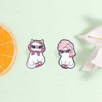 Bros Enamel Figur Kucing Beraksesori Fashion, Lencana Logam Hewan yang Menarik untuk Dekorasi Pakaian dan Tas Ransel, Ornamen Unik