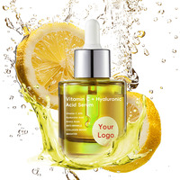 Sérum facial liquide en marque propre, vitamine C, acide hyaluronique, or 24 carats, pour lutter contre le vieillissement, les rides, la peau terne et sèche, hydratant