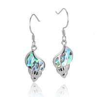 Boucles d'oreilles en argent sterling 925 avec incrustation de coquillages naturels, motif fleur hawaïenne, coquille d'ormeau, raie manta, boucles d'oreilles représentant la vie marine