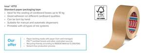 Ruban adhésif d'emballage en papier kraft PTFE et polyimide personnalisé pour adhésif en caoutchouc naturel 4713, résistance à <span class=keywords><strong>la</strong></span> traction <span class=keywords><strong>de</strong></span> 30 N/cm - Product Image 2