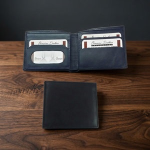 GLOBAL LEATHER Unisex Anti-Theft Short Solid Pattern Leather <b>Wallet</b> Open Closure with Chain and Letter Decoration Customized - Product Image 1