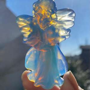 งานแกะสลักคริสตัลรูปนางฟ้าจากอัญมณีธรรมชาติ งานฝีมือแกะสลักรูปสัตว์จากคริสตัล ของตกแต่งอัญมณีรูปนางฟ้าแบบไม่ซ้ำใคร ขายส่ง - Product Image 5