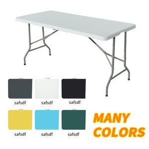 Mesa Dobrável Portátil 6 pés Branca Retangular de Plástico Mobiliário Externo Mesa Dobrável para Banquete Catering Jantar Camping - Product Image 3