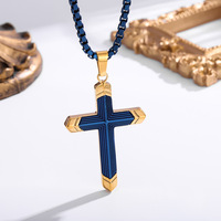 Collier de croix bicolore en acier titane tendance pour homme avec chaîne à maillons Grand pendentif personnalisé Accessoire de mode Hip Hop