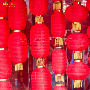 Đèn lồng năm mới trang trí đèn lồng nhiều màu Đèn lồng lụa hình dài màu đỏ Trung Quốc truyền thống trang trí tiệc - Product Image 4