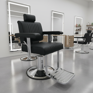 Fauteuil de Barbier Rotatif Moderne de Luxe Écologique 2026 avec Base Carrée Chromée et Pompe Hydraulique Robuste pour Salon de Beauté - Product Image 6