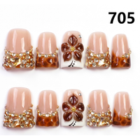 Faux ongles à presser faits main 696-700 couleurs fleurs et canard, 10 pièces, pour doigts, styles de design uniques