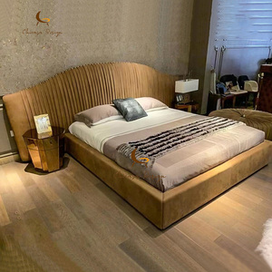 Luxury King Size <strong>Bed</strong> Modern Soft Comfortable Wooden <strong>Bed</strong> <strong>Frame</strong> Upholstered <strong>Double</strong> <strong>Bed</strong> - Product Image 2