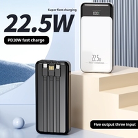Nouveau produit vente chaude Power Bank Charge rapide 20000Mah Trois câbles intégrés Chargement pratique Banques d'alimentation portables minces