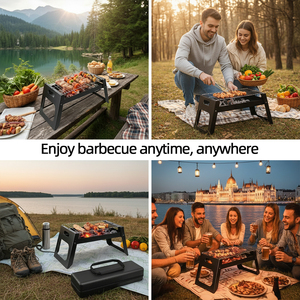 Parrilla de Carbón Portátil Delgada de 34 cm, de Acero al Carbono, Envío Rápido desde China, Plegable, Lista para Usar en la Playa, Envío Directo desde la UE - Product Image 4