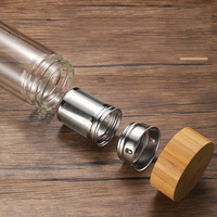 Botol Minum Kaca Dinding Ganda Astief dengan Tutup Bambu dan Saringan Teh