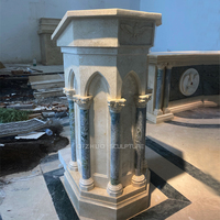 Simple moderno tallado a mano color mezclado piedra católica mármol altar púlpito para la Iglesia