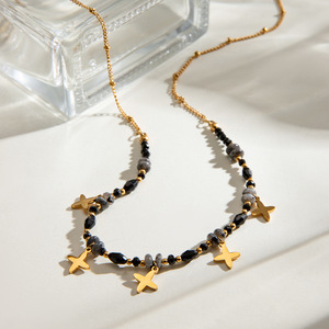 Collier pendentif étoile en pierre naturelle plaqué or 18 carats, unisexe, à porter au quotidien - Product Image 3